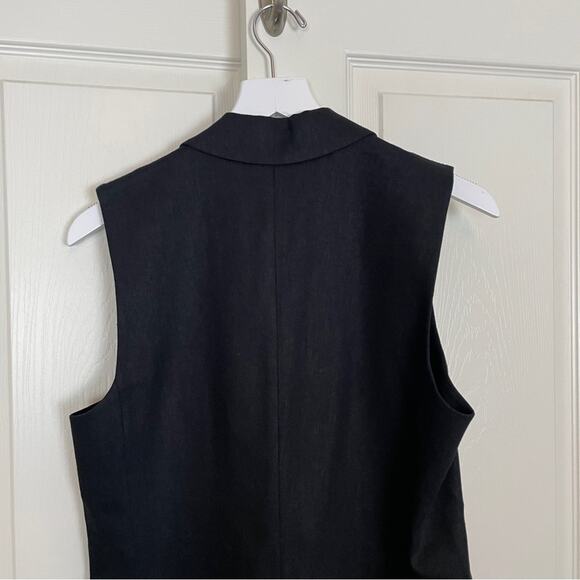 BCBGMaxAzria Black Herringbone Pattern Linen Blend Vest Lined NWT - Picture 6 of 9